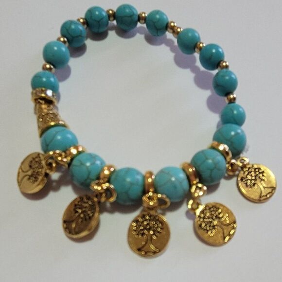 TURQUOISE STRECH BRACELET NEW - Picture 2 of 4